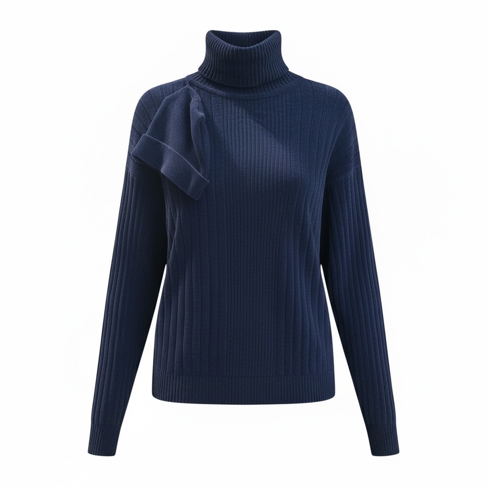 Elegant Navy 100% Acrylic Turtleneck Sweater